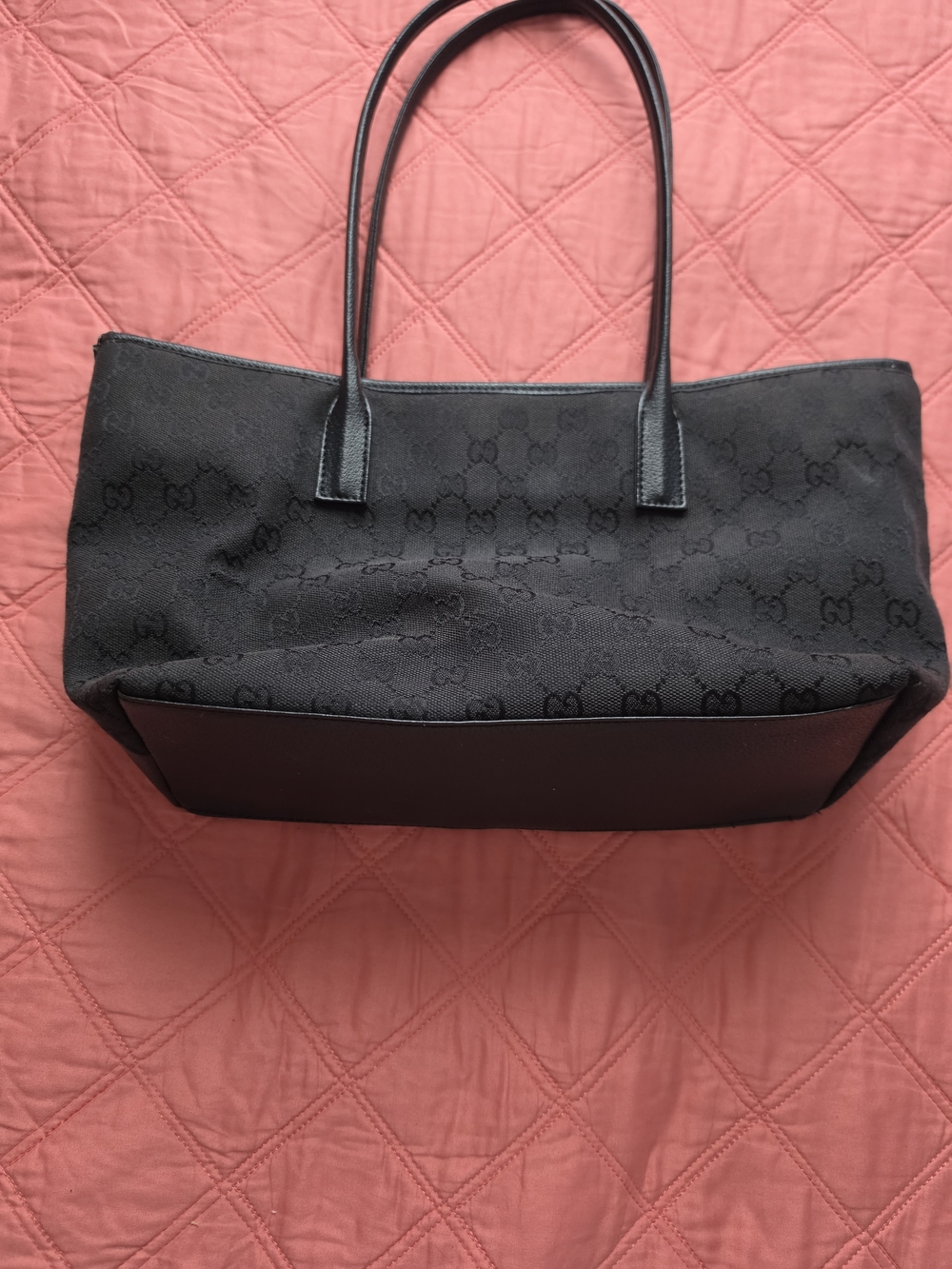 Gucci Black Canvas Tote with Interlocking GG Hardware - Picture 3 of 4